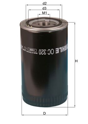 MAHLE Oliefilter oc320 Påskruet 173,5mm 1-16UN-2B for VOLVO ONAN FORD CHRYSLER DAF VW KIA