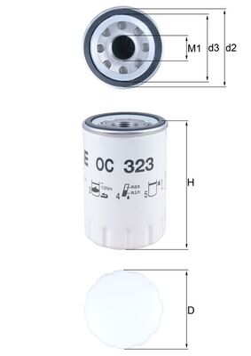 MAHLE Oliefilter oc323 Påskruet 119mm 112UNF1B for JAGUAR FORD