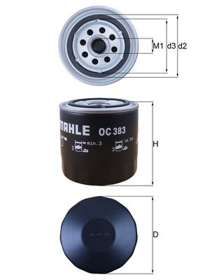 MAHLE Oliefilter oc383 Påskruet 97mm 3/4-16UNF-2B for FORD STEYR FIAT GENERAL MOTORS GMC RENAULT LISTER UAZ RENAULT TRUCKS HOLDER MWM GLAS