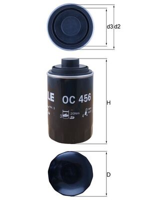 MAHLE Oliefilter oc456 Påskruet 142mm for GEELY CUPRA VW