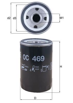 MAHLE Oliefilter oc469 Påskruet 123mm 13/1616UN for ROVER