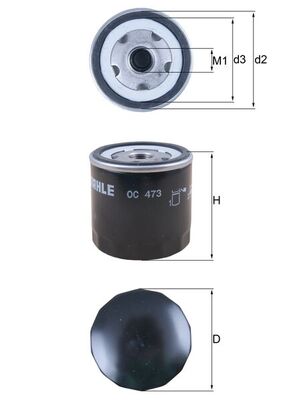 MAHLE Oliefilter oc473 Påskruet 95mm 3/4-16UNF-1B for FIAT LANCIA ISUZU FORD ALFA ROMEO GMC RENAULT VM