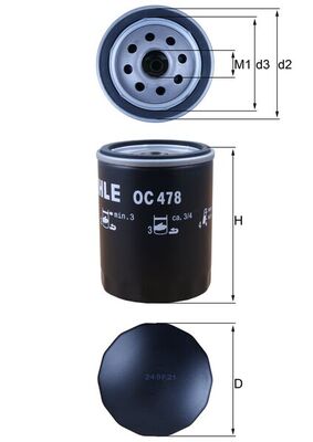 KNECHT Oliefilter oc478 Påskruet 102mm 3/4-16UNF-2B for LEXUS