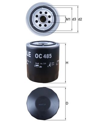 KNECHT Oliefilter oc485 Påskruet 115mm 3/4-16UNF-2B for AUDI CUPRA