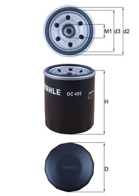 KNECHT Oliefilter oc495 Påskruet 85mm M20x1,5 for SMART MITSUBISHI