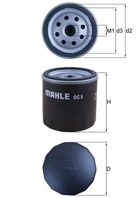 MAHLE Oliefilter oc5 Påskruet 80mm M16x1.56H for PEUGEOT TALBOT FORD GMC GENERAL MOTORS DUCATI RENAULT GILERA