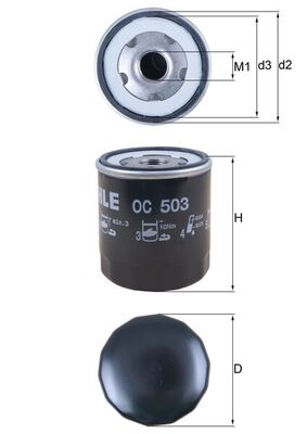 KNECHT Oliefilter oc503 Påskruet 89mm M20x1,5 for PEUGEOT DAF FORD FIAT GMC CITROËN/PEUGEOT KIA