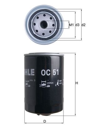 KNECHT Oliefilter oc51 Påskruet 147mm 3/416UNF2B for VOLVO FORD GMC CUPRA VW RENAULT