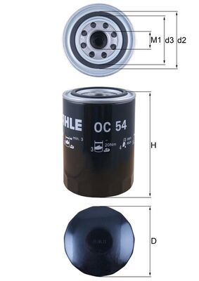 KNECHT Oliefilter oc54 Påskruet 137mm 1-12UNF-2B for BMW GMC PORSCHE