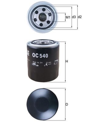 KNECHT Oliefilter oc540 Påskruet 131mm M26x1,5 for KIA