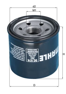 MAHLE Oliefilter oc574 Påskruet 66mm M20x1.06H for APRILIA CAGIVA SUZUKI KAWASAKI KYMCO