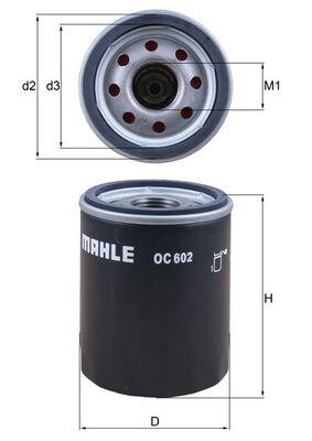 MAHLE Oliefilter oc602 Påskruet 100mm 112UNF2B for LAND ROVER JAGUAR