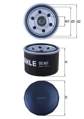 MAHLE Oliefilter oc607 Påskruet 58mm M20x1,5 for SMART MITSUBISHI