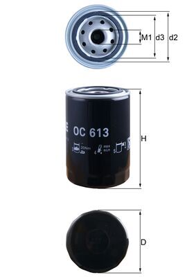 MAHLE Oliefilter oc613 Påskruet 143mm M22x1,5 for IVECO FIAT PEUGEOT FUSO (MITSUBISHI)