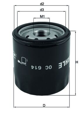 MAHLE Oliefilter oc614 Påskruet 85mm M22x1,5 for OPEL VAUXHALL GMC CHEVROLET FIAT GENERAL MOTORS JEEP RAM CHRYSLER CUPRA LANCIA SUZUKI