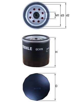 MAHLE Oliefilter oc978 Påskruet 79mm M20x1,5 for MERCEDES-BENZ INFINITI NISSAN DACIA RENAULT