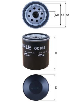 KNECHT Oliefilter oc981 Påskruet 79mm 3/4-16UNF-2B for SAAB DODGE GMC CUPRA SUBARU FORD MITSUBISHI ROVER AUDI