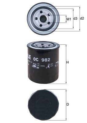 MAHLE Oliefilter oc982 Påskruet 102mm M20x1,5 for SUBARU