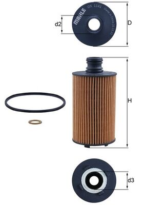 MAHLE Oliefilter ox1141d Filterindsats diameter_mm_200|Diameter [mm]|62 height_mm_209|Højde [mm]|125 inner_diameter_2_mm_996|Indvendig diameter 2 [mm]