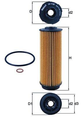MAHLE Oliefilter ox1146d Filterindsats diameter_mm_200|Diameter [mm]|55,5 height_mm_209|Højde [mm]|155 inner_diameter_2_mm_996|Indvendig diameter 2 [m