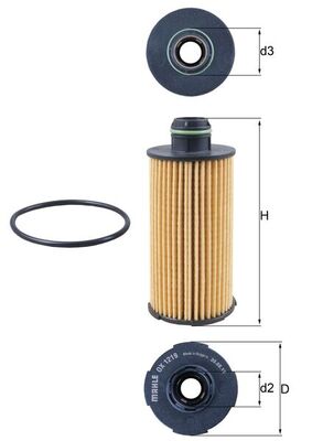 MAHLE Oliefilter ox1219d Filterindsats diameter_mm_200|Diameter [mm]|55,5 height_mm_209|Højde [mm]|130 inner_diameter_2_mm_996|Indvendig diameter 2 [m
