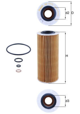 MAHLE Oliefilter ox1773d Filterindsats diameter_mm_200|Diameter [mm]|64,5 height_mm_209|H��jde [mm]|153 inner_diameter_2_mm_996|Indvendig diameter 2 [m