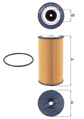 MAHLE Oliefilter ox358d Filterindsats diameter_mm_200|Diameter [mm]|73,1 height_mm_209|Højde [mm]|143 inner_diameter_2_mm_996|Indvendig diameter 2 [mm