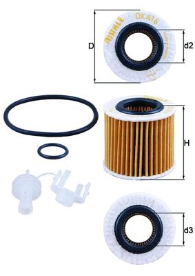 MAHLE Oliefilter ox416d2 Filterindsats diameter_mm_200|Diameter [mm]|59,8 height_mm_209|Højde [mm]|57 packaging_height_cm_1622|Indpakningshøjde [cm]|1