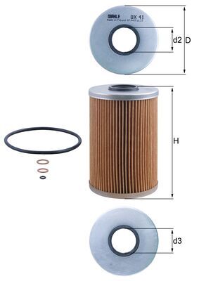 MAHLE Oliefilter ox41d Filterindsats diameter_mm_200|Diameter [mm]|82 height_mm_209|Højde [mm]|129 inner_diameter_2_mm_996|Indvendig diameter 2 [mm]