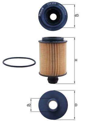 MAHLE Oliefilter ox559d Filterindsats diameter_mm_200|Diameter [mm]|65 height_mm_209|Højde [mm]|105 inner_diameter_2_mm_996|Indvendig diameter 2 [mm