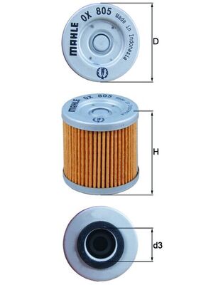 MAHLE Oliefilter ox805 Filterindsats diameter_mm_200|Diameter [mm]|44 height_mm_209|Højde [mm]|47 inner_diameter_2_mm_996|Indvendig diameter 2 [mm]|19
