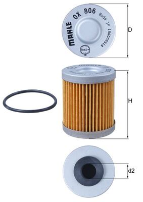 MAHLE Oliefilter ox806d Filterindsats diameter_mm_200|Diameter [mm]|41,5 height_mm_209|Højde [mm]|53 inner_diameter_2_mm_996|Indvendig diameter 2 [mm]