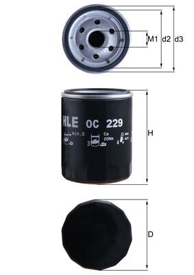 MAHLE Oliefilter oc229 Påskruet 101mm M20x1,5 for PORSCHE