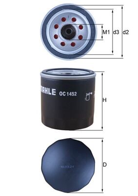 MAHLE Oliefilter oc1452 Påskruet 79mm M22x1,5-6H for FORD