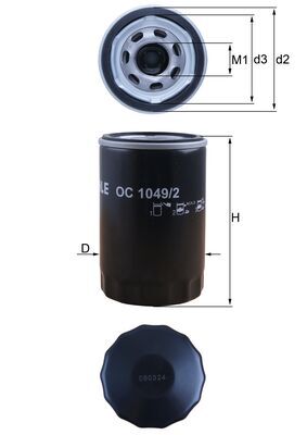 MAHLE Oliefilter oc10492 Påskruet 120mm for PORSCHE