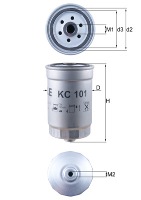 KNECHT Brændstof-filter kc101 Påskruet 143,5mm M16x1,5 for KIA