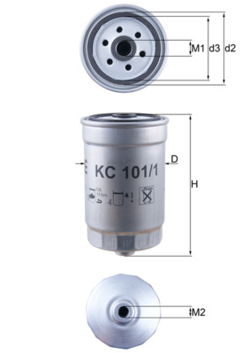 KNECHT Brændstof-filter kc1011 Påskruet 143,5mm M16x1,5 for KIA