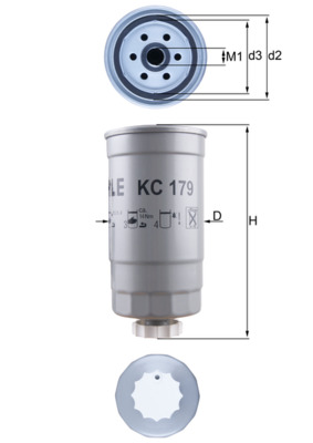 MAHLE Brændstof-filter kc179 Påskruet 176mm M16x1,5 for FIAT KIA