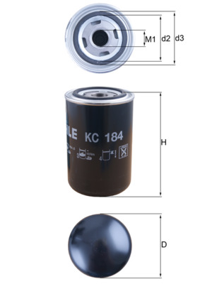 MAHLE Brændstof-filter kc184 Påskruet 143mm M24x1,5