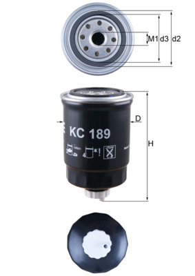 KNECHT Brændstof-filter kc189 Påskruet 152mm 3/4-16UNF-2B for NISSAN