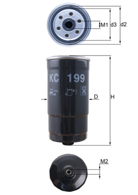 KNECHT Brændstof-filter kc199 Påskruet 171mm M16x1,5 for KIA