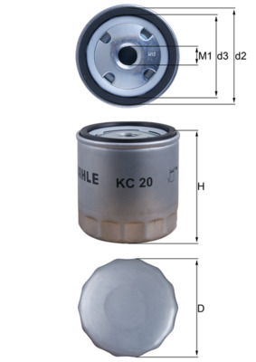 KNECHT Brændstof-filter kc20 Påskruet 80,5mm M16x1,5 for VOLVO IVECO FORD VM MWM RENAULT LAMBORGHINI DUCATI