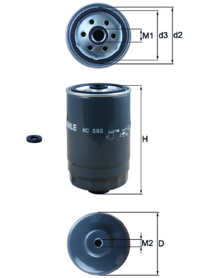 KNECHT Brændstof-filter kc503d Påskruet 143,2mm M16x1,5 for KIA