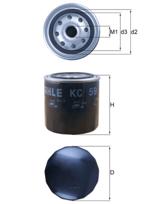 MAHLE Brændstof-filter kc59 Påskruet 97mm M20x1,5 for MAZDA MITSUBISHI