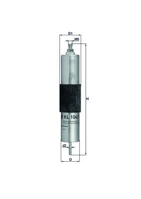 MAHLE Brændstof-filter kl1041 Lednings 329,5mm for BMW