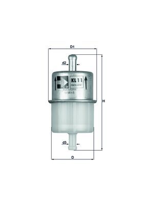MAHLE Brændstof-filter kl11 Lednings 100mm for FIAT CHRYSLER FORD GMC VAUXHALL SUBARU HONDA ISUZU MAZDA STEYR