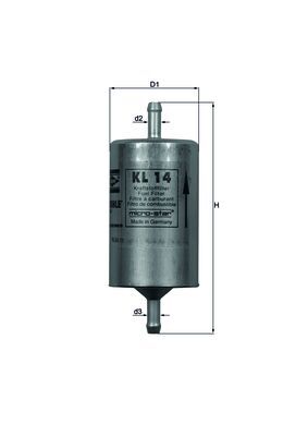 KNECHT Brændstof-filter kl14 Lednings 140mm for PEUGEOT OPEL SAAB LANCIA FORD FIAT VAUXHALL CUPRA GMC ISUZU PORSCHE RENAULT