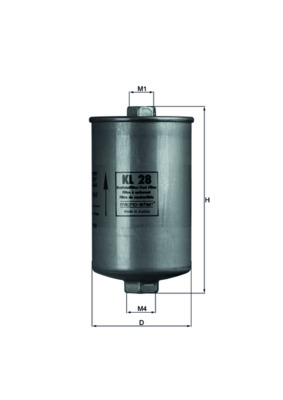 MAHLE Brændstof-filter kl28 Lednings 152mm for GMC CUPRA