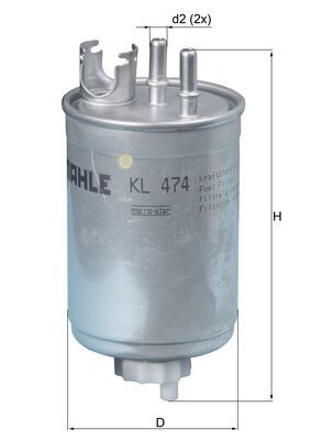 MAHLE Brændstof-filter kl474 Lednings 174,5mm for FIAT