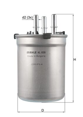 MAHLE Brændstof-filter kl838 Lednings 141mm for CUPRA